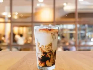 slowly brewed chilled cold brew coffee with rich flavor.