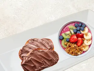 am superfoods bowl which is served at restaurant is a healthy combination of fresh seasonal fruits